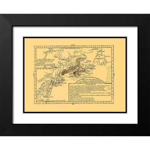 North America Septentrional - 1750 Black Modern Wood Framed Art Print with Double Matting by Unknown