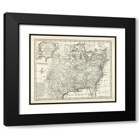 Louisiana with Florida Canada - Bowen 1750 Black Modern Wood Framed Art Print with Double Matting by Bowen