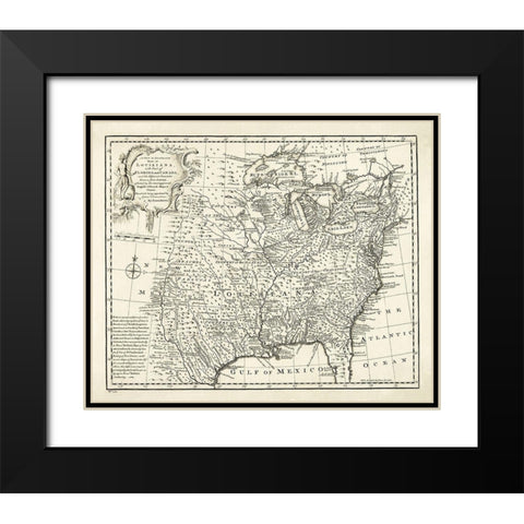 Louisiana with Florida Canada - Bowen 1750 Black Modern Wood Framed Art Print with Double Matting by Bowen