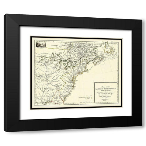 America Septentrional Divided Two Parts - Cruz Black Modern Wood Framed Art Print with Double Matting by Cruz