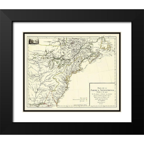 America Septentrional Divided Two Parts - Cruz Black Modern Wood Framed Art Print with Double Matting by Cruz
