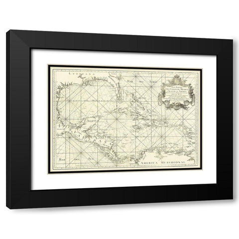 Gulf of Mexico and Islands of America 1755 Black Modern Wood Framed Art Print with Double Matting by Unknown