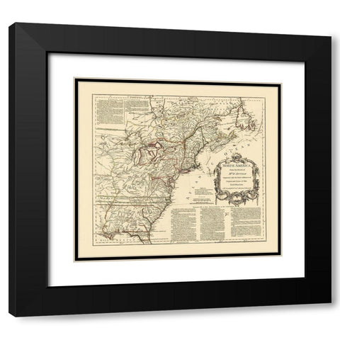 Back Settlements Course of Ohio - DAnville 1755 Black Modern Wood Framed Art Print with Double Matting by D''Anville