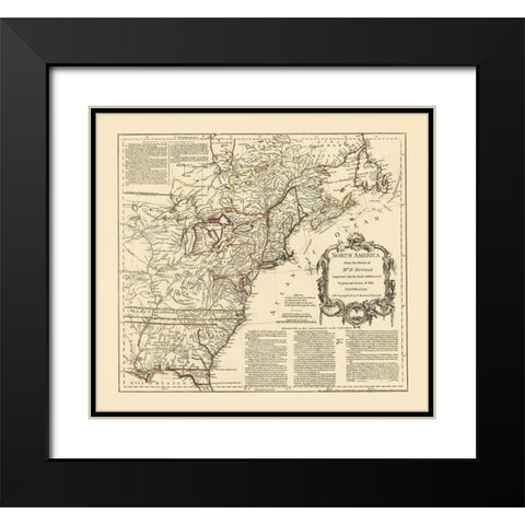 Back Settlements Course of Ohio - DAnville 1755 Black Modern Wood Framed Art Print with Double Matting by D''Anville