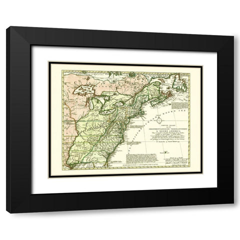 Great Britain Colonies North America - Tirion 1755 Black Modern Wood Framed Art Print with Double Matting by Tirion