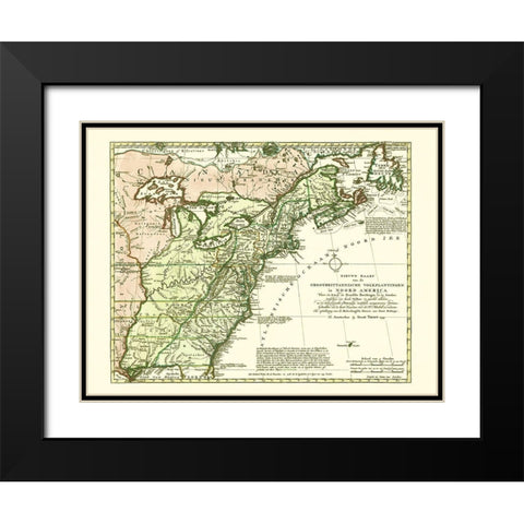 Great Britain Colonies North America - Tirion 1755 Black Modern Wood Framed Art Print with Double Matting by Tirion