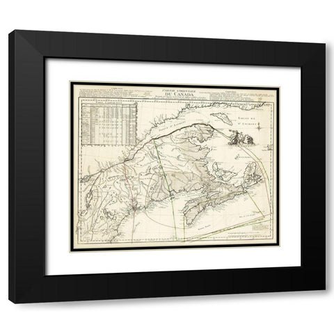 Eastern Canada - Jefferys 1755 Black Modern Wood Framed Art Print with Double Matting by Jefferys