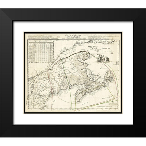 Eastern Canada - Jefferys 1755 Black Modern Wood Framed Art Print with Double Matting by Jefferys