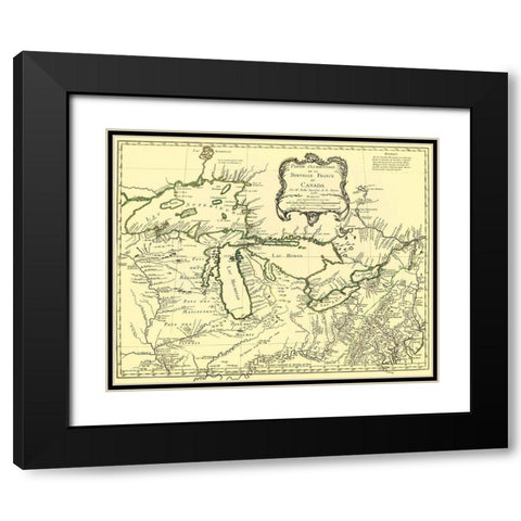 Western Part of New France Or Canada 1755 Black Modern Wood Framed Art Print with Double Matting by Unknown