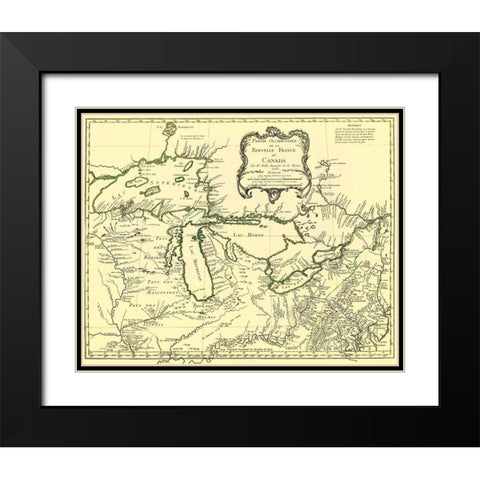 Western Part of New France Or Canada 1755 Black Modern Wood Framed Art Print with Double Matting by Unknown