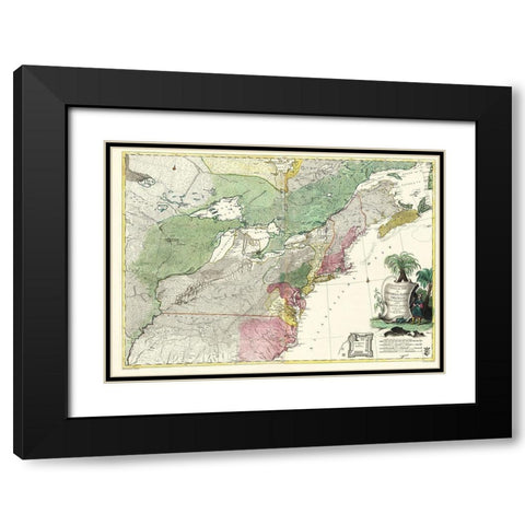 Theatrum Belli in America Septentrionali Black Modern Wood Framed Art Print with Double Matting by Rhode