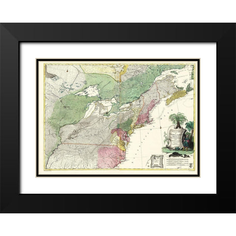 Theatrum Belli in America Septentrionali Black Modern Wood Framed Art Print with Double Matting by Rhode