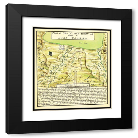 Plan of Fort William Henry at Lake George 1750 Black Modern Wood Framed Art Print with Double Matting by Unknown