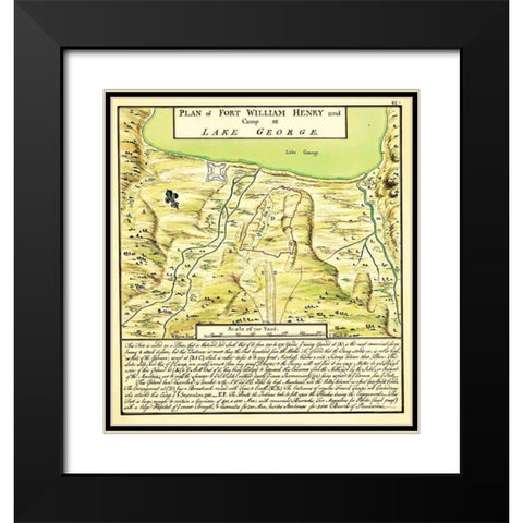 Plan of Fort William Henry at Lake George 1750 Black Modern Wood Framed Art Print with Double Matting by Unknown