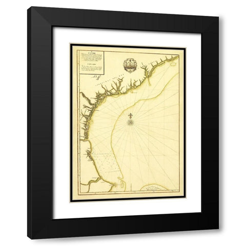South Carolina Cape Canaveral Coast - Linares 1756 Black Modern Wood Framed Art Print with Double Matting by Linares