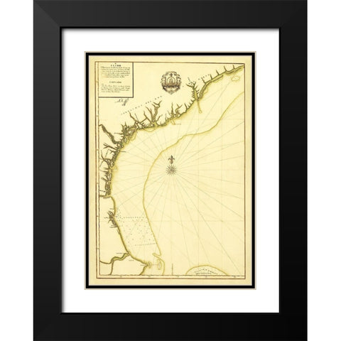 South Carolina Cape Canaveral Coast - Linares 1756 Black Modern Wood Framed Art Print with Double Matting by Linares