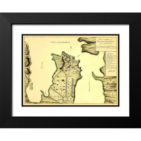 Fort Fortresses at Crown Point - 1759 Black Modern Wood Framed Art Print with Double Matting by Unknown