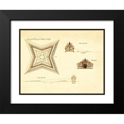 Fort Pownal at Penobscot - 1759 Black Modern Wood Framed Art Print with Double Matting by Unknown