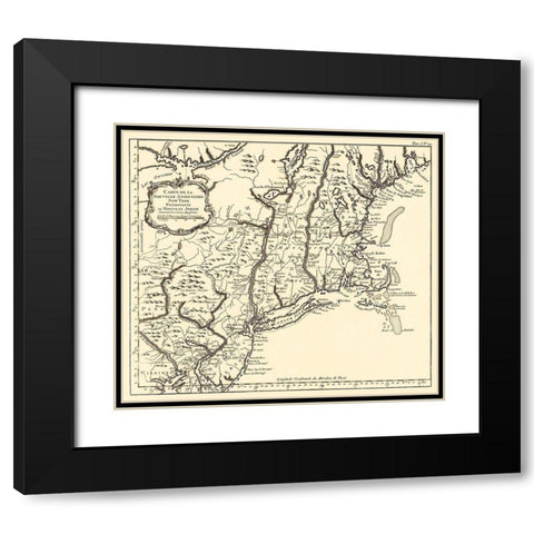 New York, Pennsylvania, and New Jersey  1757 Black Modern Wood Framed Art Print with Double Matting by Unknown