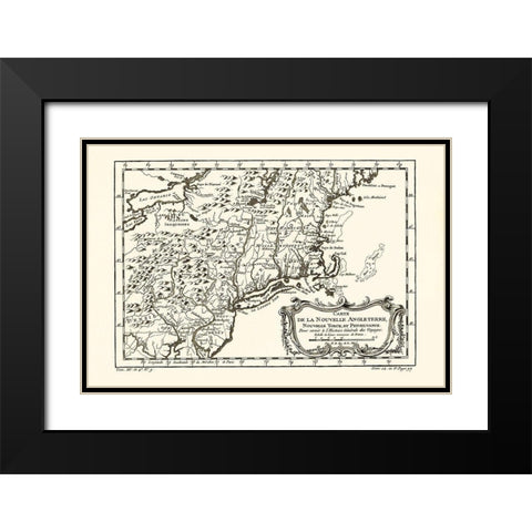New England New York Pennsylvania - 1757 Black Modern Wood Framed Art Print with Double Matting by Unknown