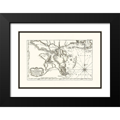 Louisiana Mississippi Alabama - 1760 Black Modern Wood Framed Art Print with Double Matting by Unknown