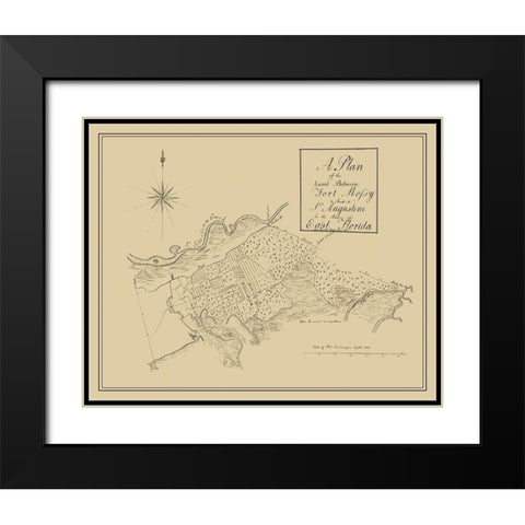 Plan Fort Mossy St Augustine Florida - Roworth Black Modern Wood Framed Art Print with Double Matting by Roworth