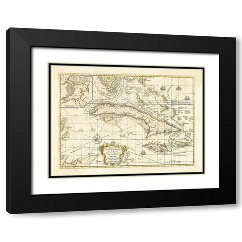 Currents Ships Courses Cuba - 1762 Black Modern Wood Framed Art Print with Double Matting by Unknown