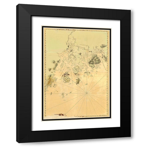 Maine Frenchmans Bay Mosquito Harbor Black Modern Wood Framed Art Print with Double Matting by Des Barres