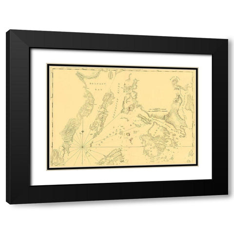 Blue Hill Bay to Belfast Bay Maine Black Modern Wood Framed Art Print with Double Matting by Des Barres