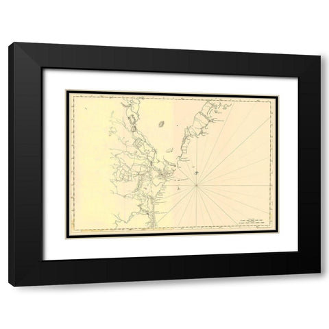 New England Cape Elizabeth Newburyport Black Modern Wood Framed Art Print with Double Matting by Des Barres