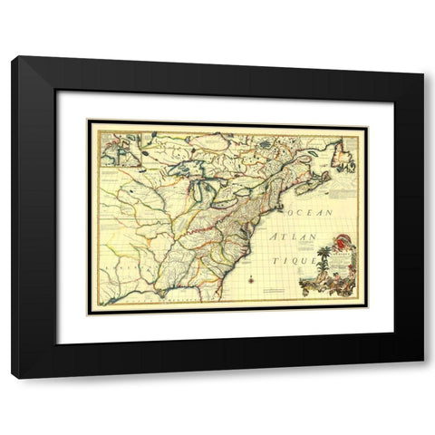 America Septentrionale - Le Rouge 1777 Black Modern Wood Framed Art Print with Double Matting by Le Rouge