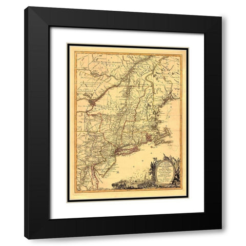 Theatre War English with Thirteen Colonies Black Modern Wood Framed Art Print with Double Matting by Eliot