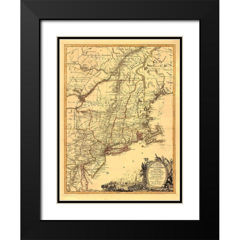 Theatre War English with Thirteen Colonies Black Modern Wood Framed Art Print with Double Matting by Eliot