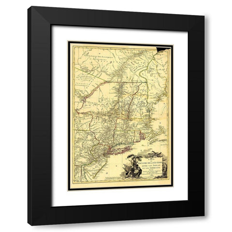 Theatre War English Americans Black Modern Wood Framed Art Print with Double Matting by Brion de la Tour