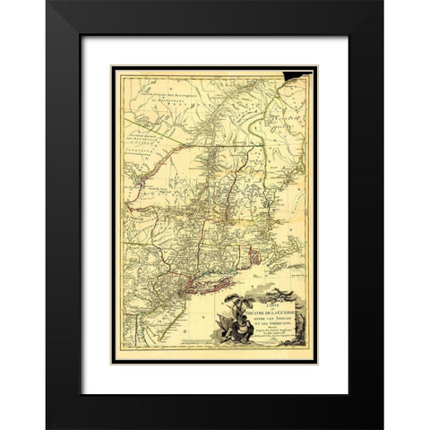 Theatre War English Americans Black Modern Wood Framed Art Print with Double Matting by Brion de la Tour