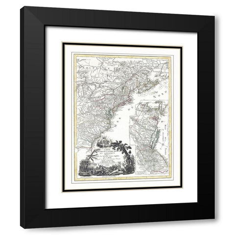 Seat of War in America - 1779 Black Modern Wood Framed Art Print with Double Matting by Basset
