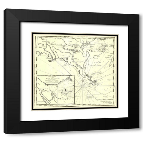 River Mississippi - Carleton 1770 Black Modern Wood Framed Art Print with Double Matting by Carleton