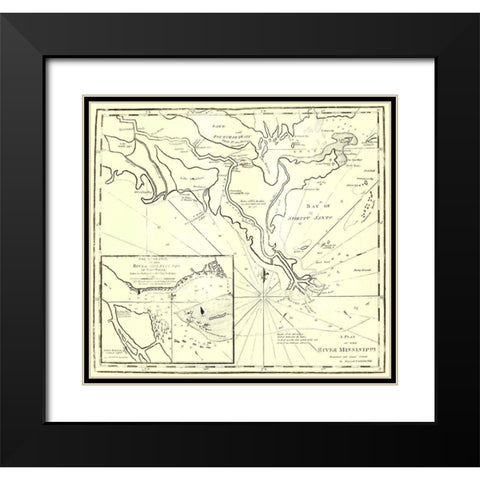 River Mississippi - Carleton 1770 Black Modern Wood Framed Art Print with Double Matting by Carleton