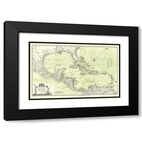 Chart of West Indies - Speer 1774 Black Modern Wood Framed Art Print with Double Matting by Speer