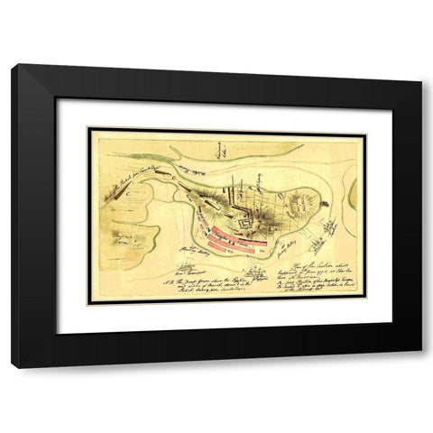 Action June 17th 1775 at Charles Town - Page 1775 Black Modern Wood Framed Art Print with Double Matting by Page