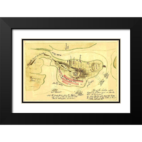 Action June 17th 1775 at Charles Town - Page 1775 Black Modern Wood Framed Art Print with Double Matting by Page