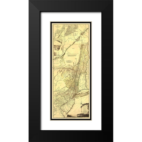 Provinces of New York New Jersey - Pownall 1776 Black Modern Wood Framed Art Print with Double Matting by Pownall