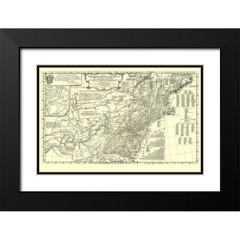British Colonies in North America - Pownall 1776 Black Modern Wood Framed Art Print with Double Matting by Pownall