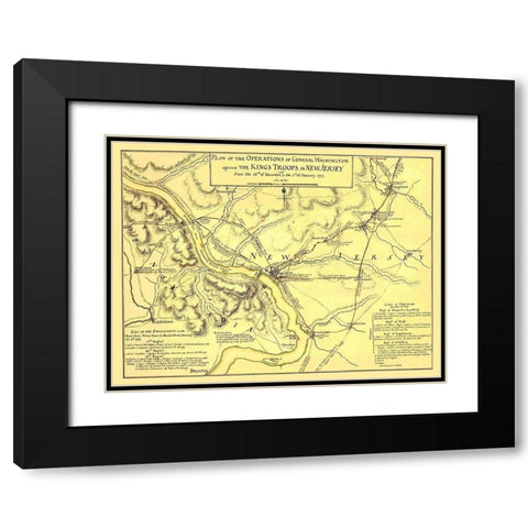 General Washington Operations - Faden 1777 Black Modern Wood Framed Art Print with Double Matting by Faden