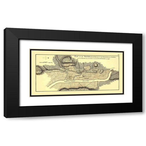 Position Burgoyne Took at Saratoga -  1777 Black Modern Wood Framed Art Print with Double Matting by Unknown