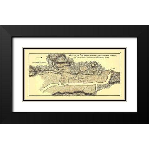 Position Burgoyne Took at Saratoga -  1777 Black Modern Wood Framed Art Print with Double Matting by Unknown