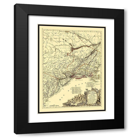 English with Thirteen Colonies North America Black Modern Wood Framed Art Print with Double Matting by Eliot