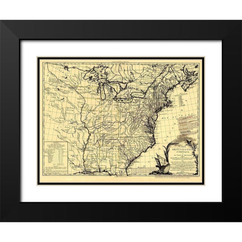 United States Course of Mississippi Black Modern Wood Framed Art Print with Double Matting by Brion de la Tour