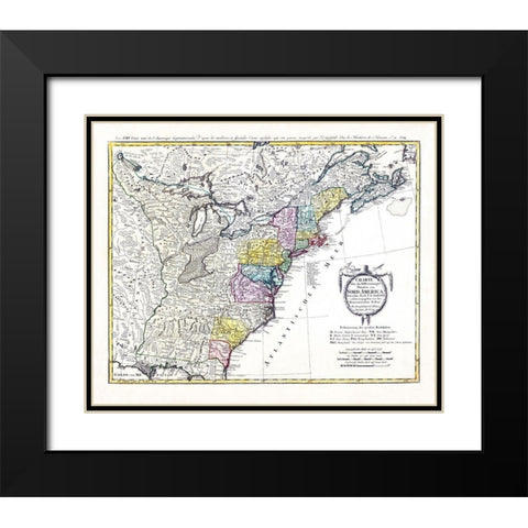 Chart United States North America - Homann 1784 Black Modern Wood Framed Art Print with Double Matting by Homann