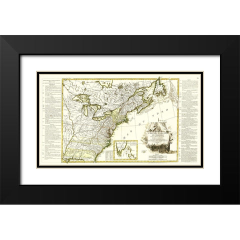 United States of America - Lattre 1784 Black Modern Wood Framed Art Print with Double Matting by Lattre